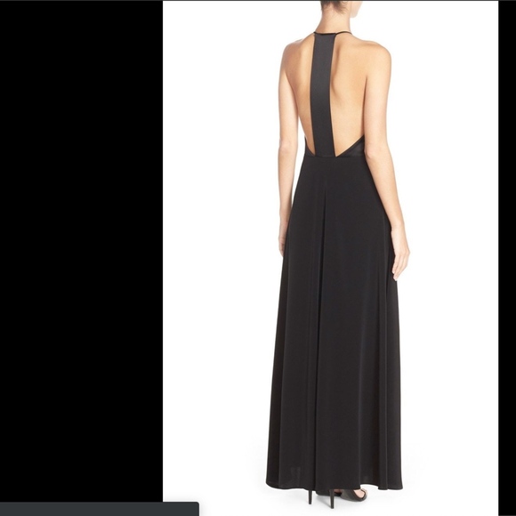 NWT $418 Jill Jill Stuart T-Back Satin Gown Black‎ [SZ 8 ] - Picture 4 of 5